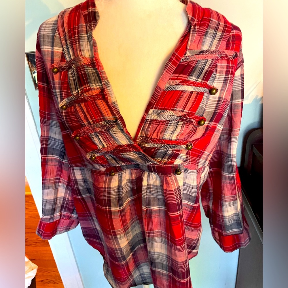 Torrid plaid sheer blouse